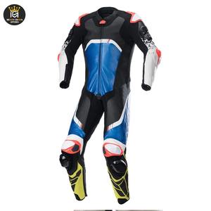 Combinaison de moto en cuir sur mesure de haute qualité pour adultes - Combinaison de course imperméable, coupe-vent et respirante avec logo au dos - Product Image 1