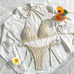 Traje de baño de una pieza de chifón tejido a mano con tiras de color liso, sexy, para vacaciones, estilo europeo-americano, novedad 2026, conjunto de 2 piezas para mujer - Product Image 2