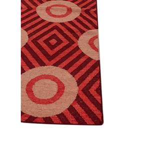 พรมขนสัตว์ทอมือสีแดงและสีส้มแบบคลาสสิก ลายเรขาคณิตและนามธรรม รูปทรงสี่เหลี่ยมผืนผ้า สำหรับห้องโถงหรือห้องพัก - รุ่น Adwl-13213 - Product Image 4