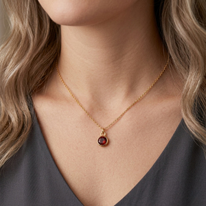 จี้รูปทรงกลมขนาด 5 มม. ประดับพลอยโกเมน ตัวเรือนเงินแท้ชุบทอง พร้อมห่วงสำหรับร้อยสาย เหมาะสำหรับทำเครื่องประดับ เป็นของขวัญสุดโรแมนติก - Product Image 5