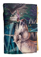 Ilustración astronómica hecha a mano de la Hada del unicornio impreso Wicca antiguo cuero genuino 100% cuaderno antiguo Metal C Lock