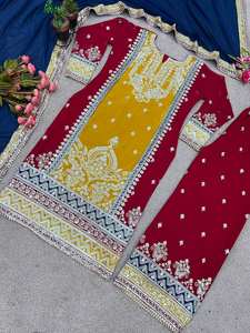 Dernier Designer Faux Georgette Broderie Séquence Travail Palazzo Suit Par Fab Zone - Product Image 2