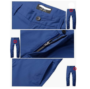 Pantalon chino slim 100% coton pour homme, kaki léger avec boutons, logo délavé à la taille, style décontracté - Product Image 2