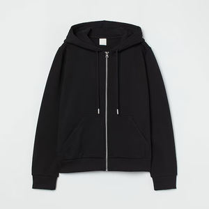 Sweat à capuche de couleur unie en coton noir de haute qualité du fabricant personnalisé en polaire, poids lourd, sweats à capuche zippés surdimensionnés - Product Image 4