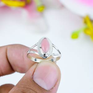 Elegant Pink Opal Marquise <b>Ring</b> | Unique Sterling <b>Silver</b> Minimalist Gemstone Jewelry |Delicate Handmade <b>Statement</b> <b>Ring</b> For Women - Product Image 2