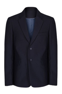 Blazer gris pour homme en mélange de laine, simple boutonnage, col à revers, coupe droite, infroissable, style britannique - Product Image 2