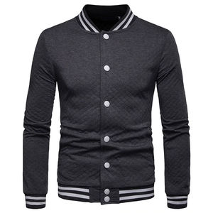 Chaqueta universitaria de béisbol con manga de cuero PU para hombre, soporte de botones personalizado con lona frontal, novedad de 2025 - Product Image 1