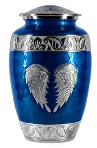 โกศบรรจุอัฐิโลหะตกแต่งระดับพรีเมียมสำหรับผู้ใหญ่ สีฟ้า จำหน่ายราคาส่ง - Product Image 2