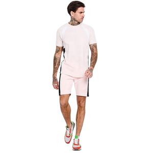 Ensemble court d'été pour hommes, couleur unie, respirant, 100 % coton, col rond, nouveau design, pour la gym/le sport, 300g - Product Image 1