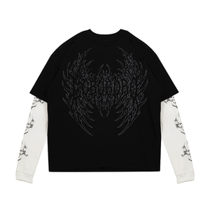T-shirts surdimensionnés pour hommes, impression numérique personnalisée, manches longues, streetwear, design graphique, 220g, 100% coton, vente en gros OEM - Product Image 2