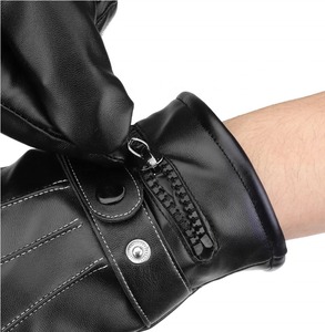 Prix de gros Gants d'hiver thermiques chauds en cuir de mouton véritable Écran tactile Coupe-vent Entraînement Conduite Cyclisme Quotidien Adultes - Product Image 4