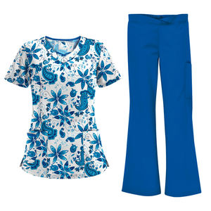 Conjunto de Uniforme Médico Estampado, Personalizado, Tallas Grandes y Altas, Uniformes de Enfermería Modernos con Estampado Floral - Product Image 1