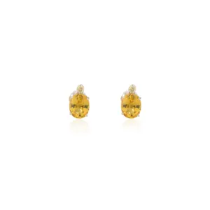 Buy Our Beautiful Handmade 100% Natural Yellow Sapphire and Diamond Oval Cut Stud Earrings 18k Solid White Gold Jewelry Gifts