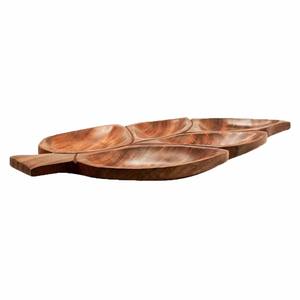 Plateau en bois marron avec motif de feuilles pour la cuisine et les repas Plateau de service élégant et artisanal parfait pour la décoration intérieure et l'utilisation de cadeaux - Product Image 4