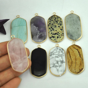 Impressionnant fait à la main en argent Sterling Multi couleur gemmes pendentif Rectangle forme lunette réglage pour ensemble de bijoux de mode et cadeau d'anniversaire - Product Image 1