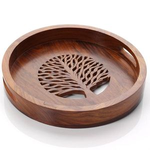 Nueva llegada bandeja de servicio de madera con asas ajustables último diseño elegante bandeja de servicio de madera de la India - Product Image 4