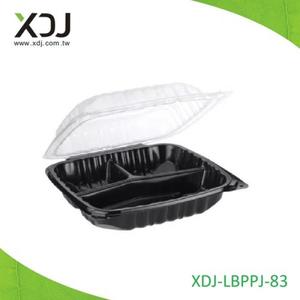 Taiwan 8*8 Inch -3 COM Boîte à lunch en plastique PP micro-ondable à charnière recyclable avec gaufrage pour nouilles et usage alimentaire - Product Image 1