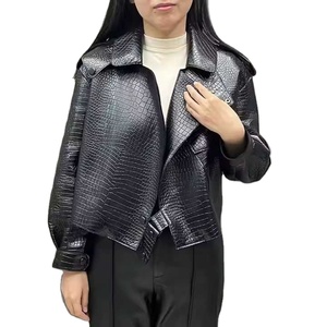 Black Exotic Cow Skin Leather Canvas Jacket Biker Style Asymmetric Zip Slim Fit Unisex Moto <b>Coat</b> - Product Image 1