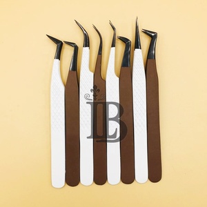 Pince à cils personnalisée pour extensions de cils, courbée à 90 degrés, droite, avec manche à coupe diamantée, pour cils en vison - Product Image 1