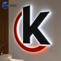 Enseigne lumineuse personnalisée en métal avec logo rétroéclairé, finition peinture cuite, enseigne murale, logo d'entreprise LED