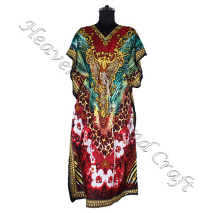 Caftans longs en soie à imprimé floral pour femmes caftan/Caftan longue taille vêtements en coton caftan imprimé robe pour femmes KFL001 - Product Image 6