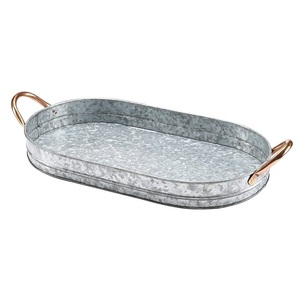 Rectangle Shape Galvanized Iron Food Serving <b>Tray</b> In Wooden Handles For Home Hotel <b>Snacks</b> And Drinks Serving <b>Trays</b> - Product Image 4