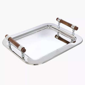 Nueva Bandeja de Servicio con Diseño Martillado Plateado para Hotel, Restaurante, Decoración Navideña, Bandeja de Servicio con Tazones - Product Image 4