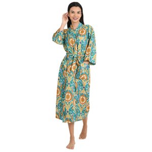 Kimono Ligero de Algodón para Verano, Estilo Boho Indio con Estampado Ikat, Bata de Playa de Lujo, Cubre Traje de Baño - Product Image 3