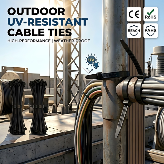 UV Resistant Solar Panel Cable Ties Heavy Duty Outdoor Nylon Zip Ties Weatherproof Self-Locking Reusable Tie Wraps 3.6*200mm