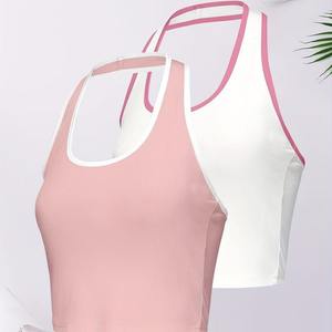 Lot de 2 débardeurs décontractés respirants pour femme, grande taille, avec bordure contrastante, sans manches, col halter, collection printemps-été, en promotion - Product Image 2