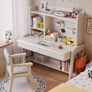 Wooden Study <b>Desk</b> with Bookshelf and Storage Drawers for Children's Bedroom Home Office Furniture Set - Product Image 4