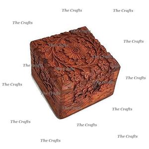 Boîte à bijoux en bois en vrac en forme carrée de couleur marron Boîte à bijoux de créateur Boîte à cosmétiques à bas prix - Product Image 3