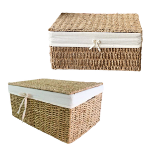 CESTA DE ALMACENAMIENTO DE HIERBA Marina tejida a mano decorativa con forro de algodón extraíble Marco de metal duradero Soluciones de almacenamiento de varios tamaños - Product Image 1