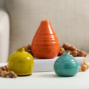 3 Petits Vases Rustique Décoration Maison Fermes Modernes Idéal Étagère Décor Bibliothèque Manteau Multicolore Céramique Vase Set - Product Image 4