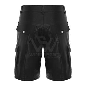 Pantalones cortos de cuero para hombre con contraste de Color a precio barato, pantalones cortos de cuero cómodos de alta calidad para hombre - Product Image 2