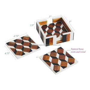 WONDEROVERSEAS Élégant Noyer Couleur Bois Thé Coaster Pads Naturel Os Résine Cuisine Tapis et Tampons pour Boissons - Product Image 4