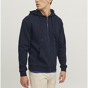 Sudadera con capucha y cremallera de forro polar de algodón grueso con logotipo personalizado para bordado, bolsillos laterales estampados en relieve, sudaderas con capucha de marca de etiqueta privada - Product Image 4