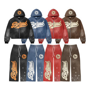 Ensemble de deux pièces d'hiver vintage délavé et personnalisé grande taille pour hommes, poids lourd, éponge française 500 GSM, respirant, transfert de chaleur - Product Image 1