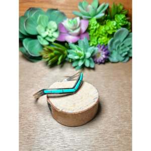 Navajo Handmade Kingman Turquoise & Sterling <b>Silver</b> <b>Cuff</b> <b>Bracelet</b> Cultural Collectible Jewelry - Product Image 2