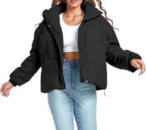 Veste polaire respirante en tricot ultra chaude pour femmes avec capuche et manteau d'hiver en coton rembourré - Product Image 1