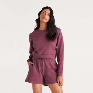Sudadera corta para mujer, tela de algodón de ajuste personalizado, transpirable, de secado rápido, diseño cómodo para ropa de calle informal, sudaderas cortas - Product Image 1