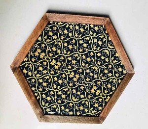 Best Quality 5-Piece Set of Natural Wood Enamel <b>Sticker</b> Print Serving Tray for Home Hotel or Restaurant Use - Product Image 2