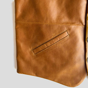 Custom Men's Motorbike Real Leather Full Grain Breathable Waterproof Windproof Anti-UV Eco-Friendly Winter <b>Waistcoat</b> Vest - Product Image 6