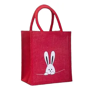 Eco friendly reusable tesco jute shopping bags with customized printed logo and cotton webbing tape handle