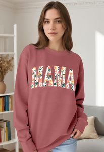 Sweat-shirt d'hiver pour femme Mama, col rond, manches longues, badge graphique brodé, 100% coton, personnalisable, cuir GK - Product Image 2