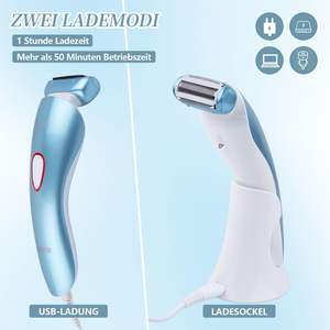 Rasoir électrique sans fil rechargeable par USB pour femmes, rasage indolore humide/sec, double lame, lumière LED pour le visage, les jambes, les aisselles, les zones du bikini - Product Image 4