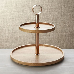 Nuevo Soporte redondo de 2 niveles de diseño moderno hecho de madera de mango natural con mango de hierro soporte para cupcakes a un precio asequible - Product Image 2