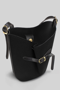 Sac seau en toile noire avec logo personnalisé, sac à main minimaliste pour femme, OEM ODM, marque privée - Product Image 5