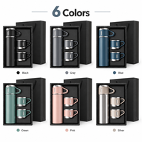 Set Hadiah Perusahaan Logo Kustom Botol Termos Vakum Stainless Steel 500ml Dinding Ganda Berinsulasi dengan 2 Cangkir Grosir