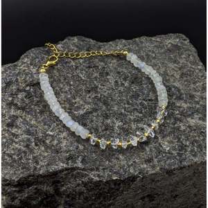 Rainbow Moonstone & Herkimer Diamond Crystal <b>Bracelet</b> Elegant & Luxurious <b>Bangle</b> - Product Image 4